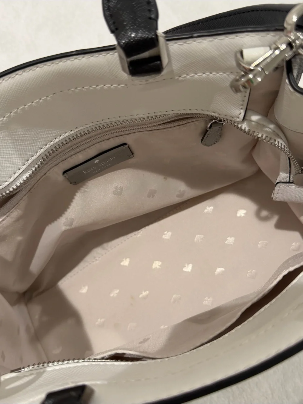 Kate Spade Staci Medium Satchel Bag Purse - Gray White Colorblock